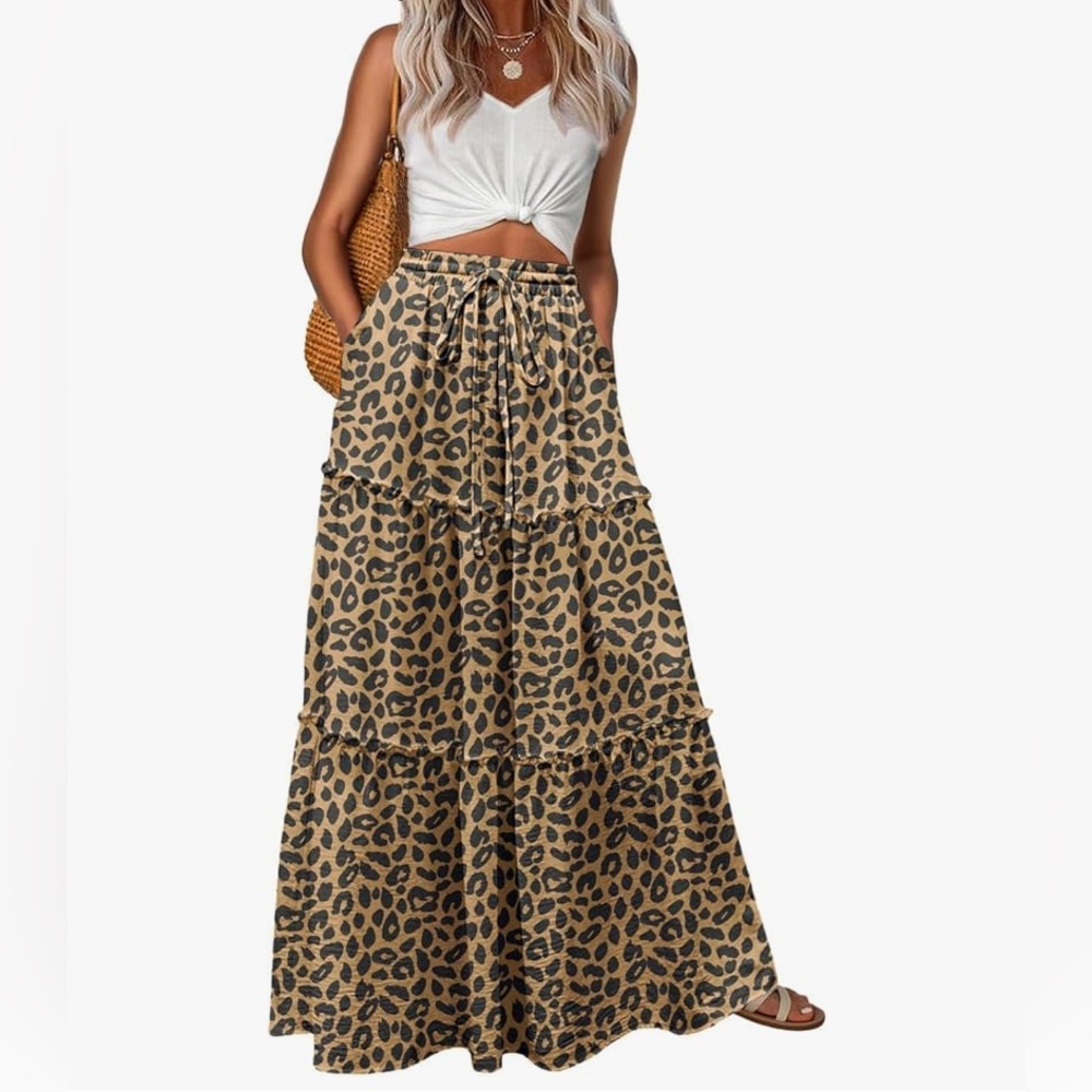 Leopard print maxi skirt
